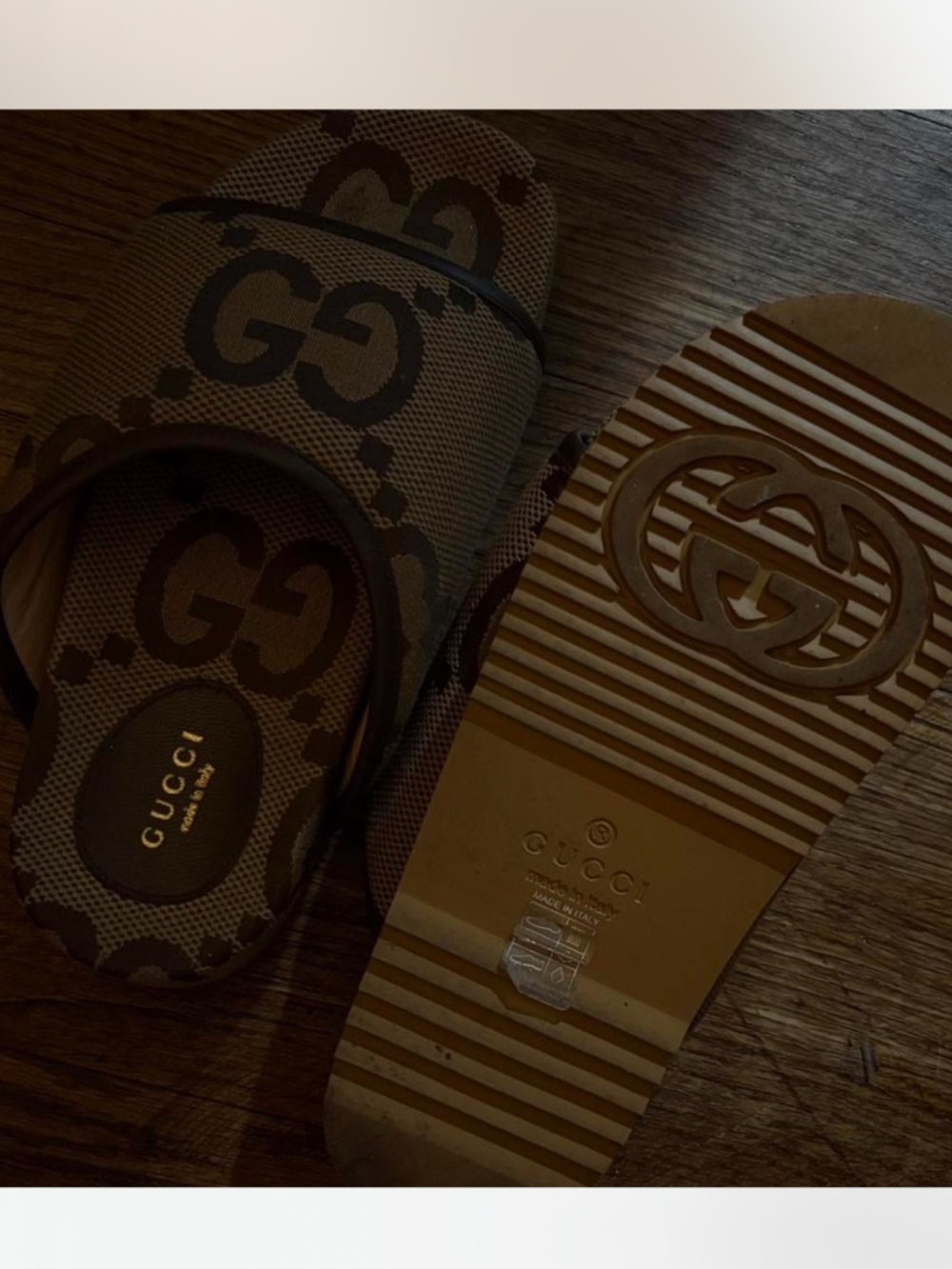 Authentic Gucci jumbo GG platform slides